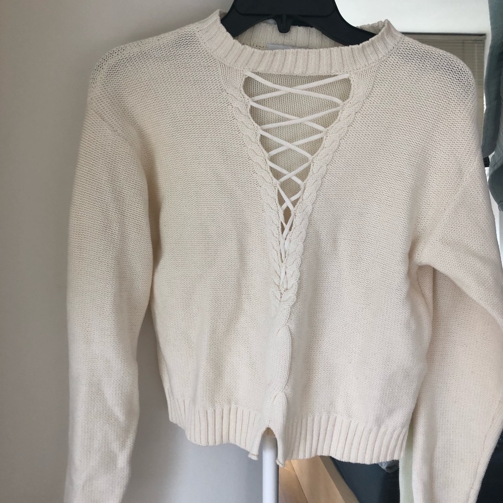 Lace up sweater